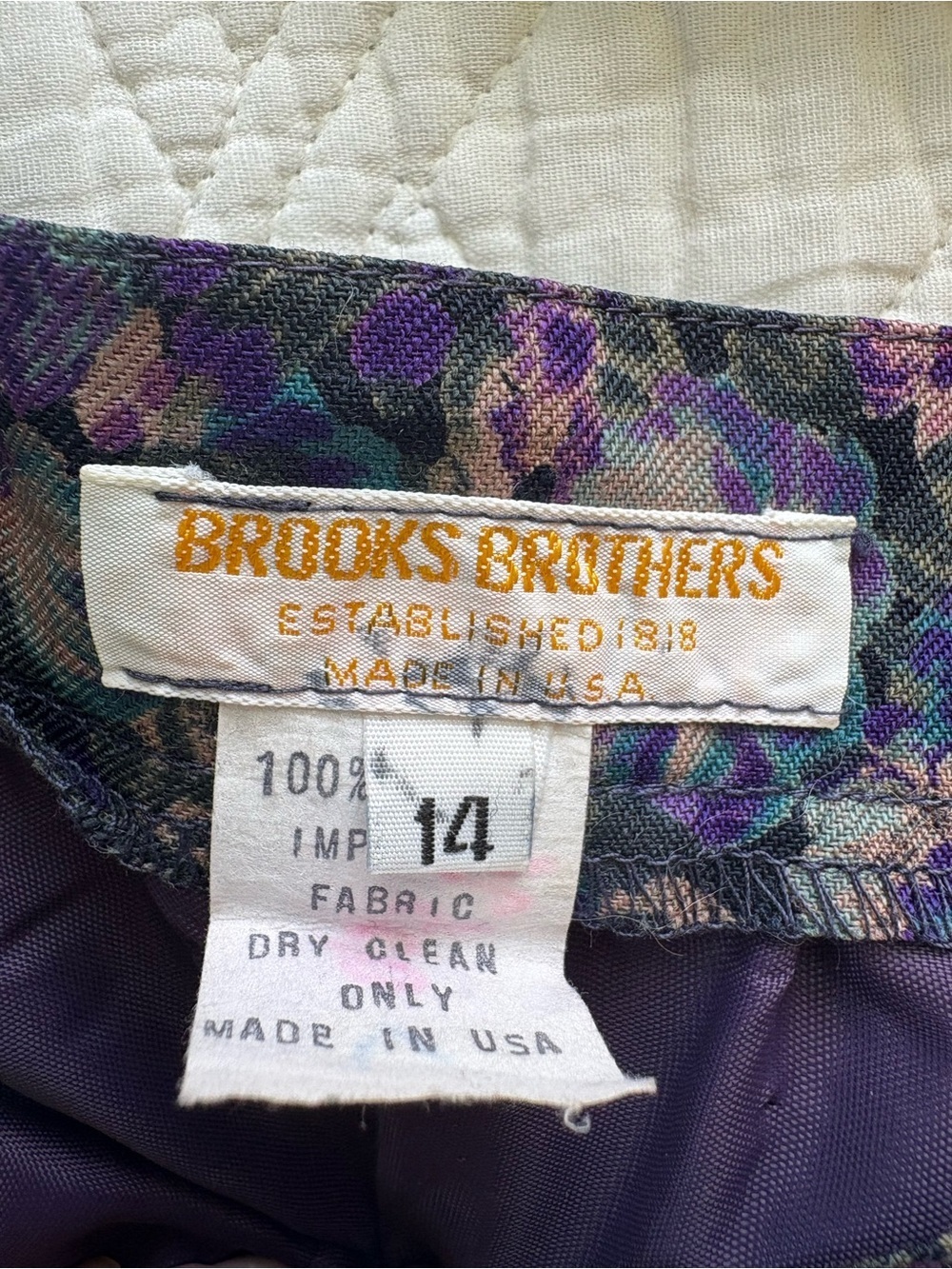 Brooks Brothers vintage Wool Floral Skirt Size 14 Made in USA - Picture 7 of 9